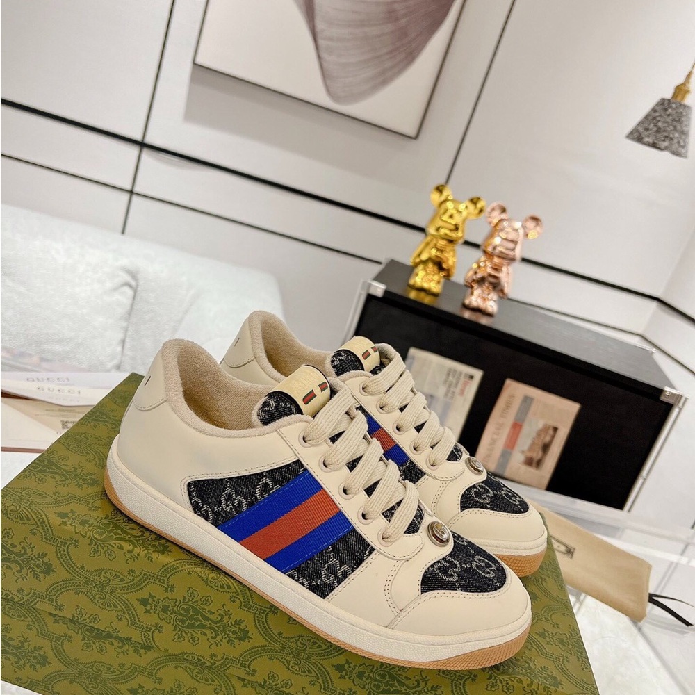 Gucci Cream and Blue Sneakers